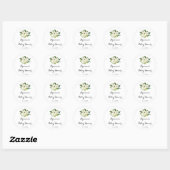 Groen Wit Herfst Bloemen Baby shower Favor Ronde Sticker (Vel)
