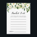 Groen Wit Herfst Bloemen Bucket List Kaarten<br><div class="desc">Deze groen witte herfst bloemenbucket list kaarten zijn de perfecte activiteit voor een rustieke bruiloft receptie of vrijgezellenfeest. Het ontwerp is voorzien van elegante waterverf witte pioenen met groen gebladerte. Bucket List teken wordt apart verkocht.</div>
