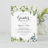 Groen Wit Herfst Bloemen Geslacht Onthullen Partij Kaart (Staand voorkant)