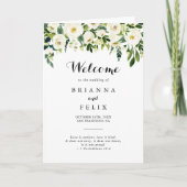 groen wit herfst bloemen gevouwen bruiloft programma (Voorkant)