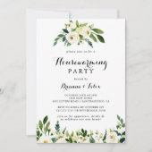 Groen Wit Herfst Bloemen Housewarming Party Kaart (Voorkant)