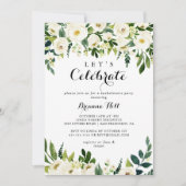 Groen Wit Herfst Bloemen Laten we feest vieren Kaart (Voorkant)