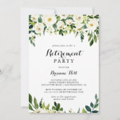 Groen Wit Herfst Bloemen Pensioen Party Kaart (Voorkant)