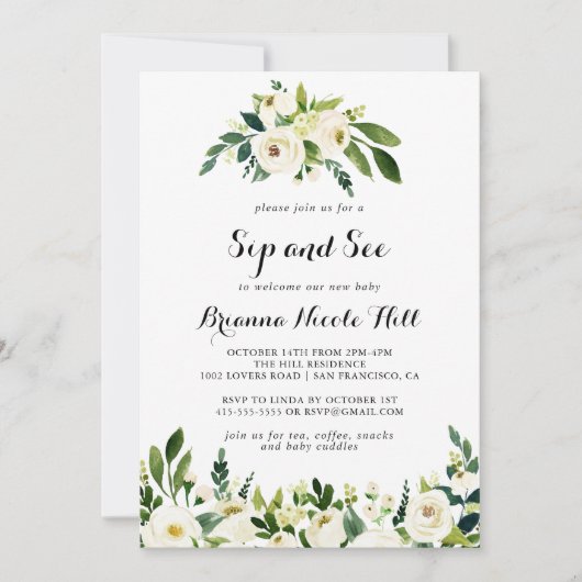 Groen Wit Herfst Bloemen Sip en See Kaart (Voorkant)