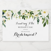 groen wit herfst bloemenbruidsmeisje voorstel sparkling wijnetiket (Enkel label)