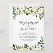 groen wit herfst bloemenbruiloft brunch kaart (Voorkant)