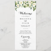 groen wit herfst bloemenbruiloft programma programmakaart (Voorkant)