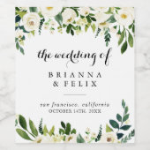 groen wit herfst bloemenbruiloft wijn labels etiket (Enkel label)