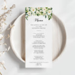 Groen Wit Herfst Bloemenkalligrafie Diner Menu<br><div class="desc">Deze groen witte herfst bloemenkalligrafie diner menukaart is perfect voor een rustieke bruiloft. Het ontwerp is voorzien van elegante waterverf witte pioenen met groen gebladerte. Dit menu kan worden gebruikt voor een huwelijksreceptie,  repetitiediner,  vrijgezellenfeest of een evenement.</div>