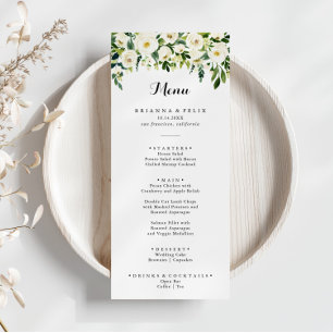 Groen Wit Herfst Bloemenkalligrafie Diner Menu