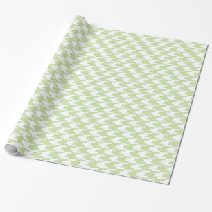 Groen & Wit Houndstooth Patroon Cadeaupapier