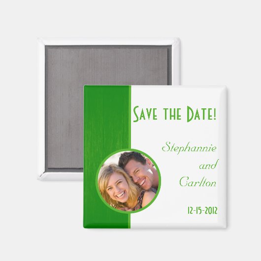 Groen/Wit Houten Graan Bruiloft Aankondiging Magne Magneet (Voorkant / Achterkant)