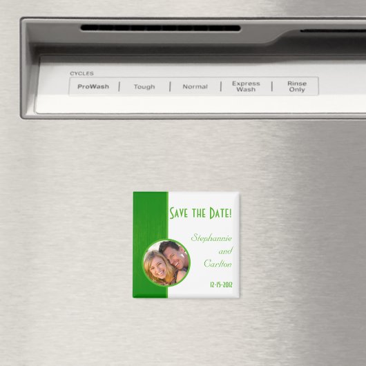 Groen/Wit Houten Graan Bruiloft Aankondiging Magne Magneet (Insitu (Vaatwasser))