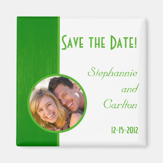 Groen/Wit Houten Graan Bruiloft Aankondiging Magne Magneet