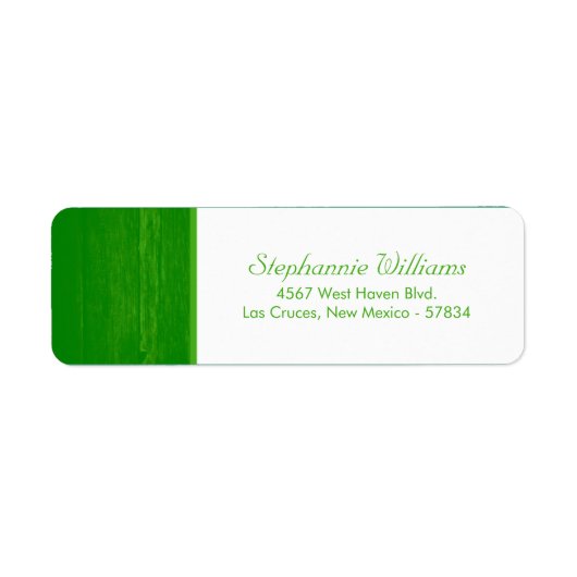Groen/Wit Houten Graan Bruiloft Retourlabel Etiket (Voorkant)