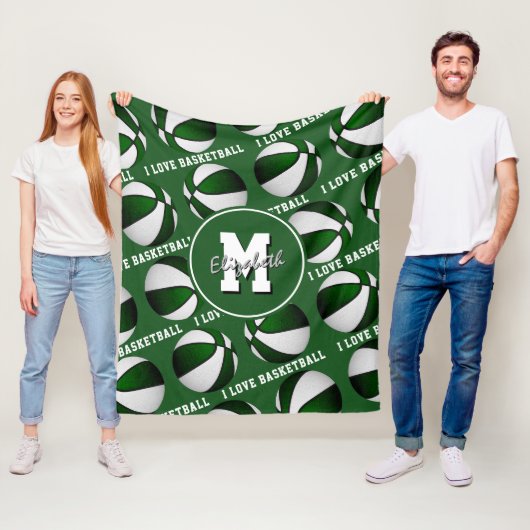 groen wit Ik hou van basketbalteamkleuren Fleece B (In situ)