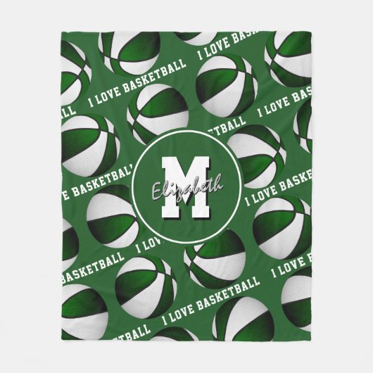 groen wit Ik hou van basketbalteamkleuren Fleece B (Voorkant)