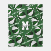 groen wit Ik hou van basketbalteamkleuren Fleece B Deken (Voorkant)