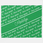 groen wit Ik hou van tekstpatroon voetbal Fleece Deken (Voorkant (Horizontaal))