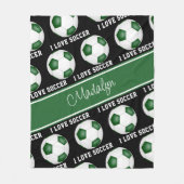 groen wit Ik hou van tekstpatroon voetbal Fleece Deken (Voorkant)