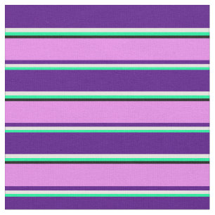 Groen, wit, indigoachtig, Violet & zwarte strepen Stof