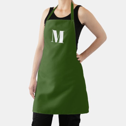 Groen wit initiaal monogram aanpassen schort (Insitu)