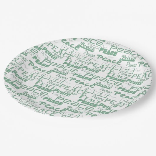 Groen Wit Inspirerend Vrede Papieren Bordje (Gekanteld)