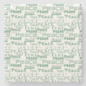 Groen Wit Inspirerend Vrede Stenen Onderzetter (Voorkant)