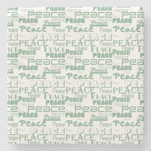 Groen Wit Inspirerend Vrede Stenen Onderzetter (Voorkant)