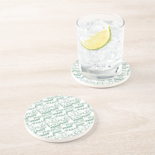 Groen Wit Inspirerend Vrede Zandsteen Onderzetter (Zijkant)