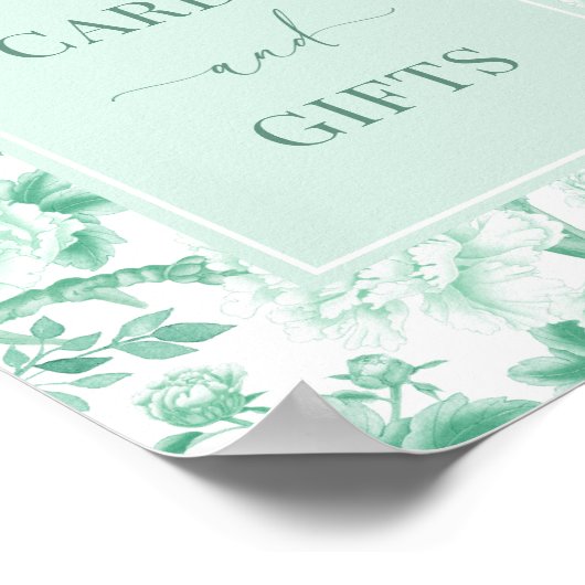 Groen Wit Kaarten & Geschenken Elegant Chinoiserie Poster (Hoek)