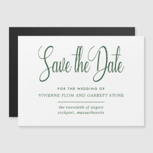 Groen & Wit Kalligrafie Bruiloft Save the Date Magnetische Uitnodiging