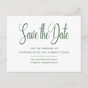Groen & Wit Kalligrafie Bruiloft Save the Date Uitnodiging Briefkaart