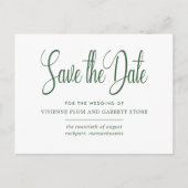 Groen & Wit Kalligrafie Bruiloft Save the Date Uitnodiging Briefkaart (Voorkant)