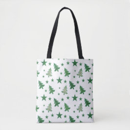 GROEN & WIT KERSTBOMEN TOTE BAG