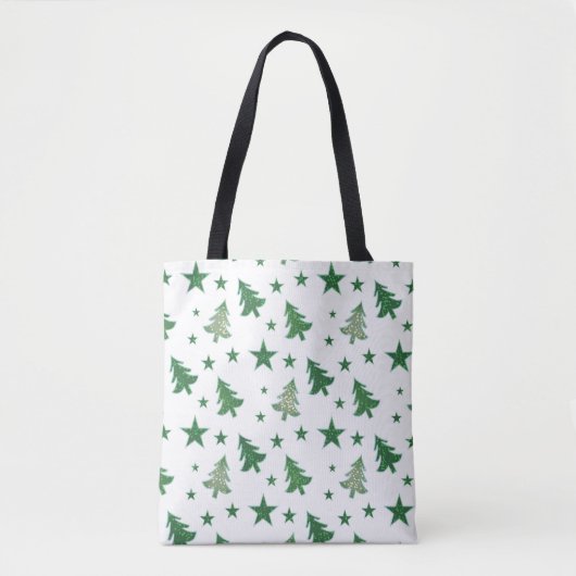 GROEN & WIT KERSTBOMEN TOTE BAG (Voorkant)