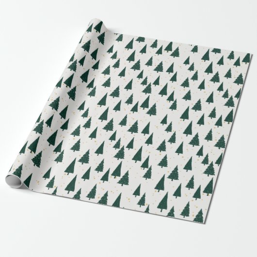 Groen wit kerstboom inpakpapier (Uitgerold)