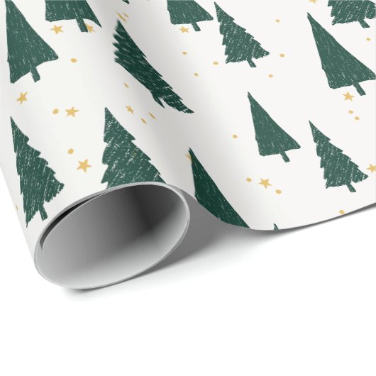 Groen wit kerstboom inpakpapier (Rol Hoek)