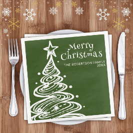 Groen Wit Kerstboom Kerstfeest Servet