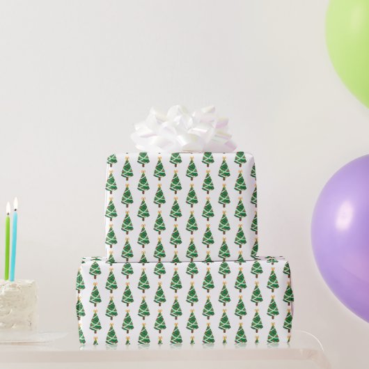 Groen Wit Kerstboom Patroon Inpakpapier (Feestgeschenken)