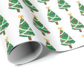Groen Wit Kerstboom Patroon Inpakpapier (Rol Hoek)