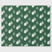 Groen wit kerstboompatroon cadeaupapier (Vlak)