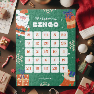 Groen Wit Kerstmis Bingo Jigsaw Puzzel