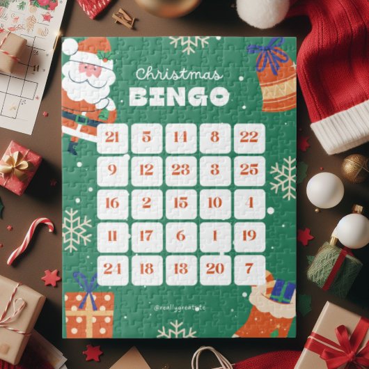 Groen Wit Kerstmis Bingo Jigsaw Puzzel