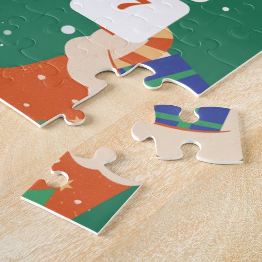 Groen Wit Kerstmis Bingo Jigsaw Puzzel (Zijkant)