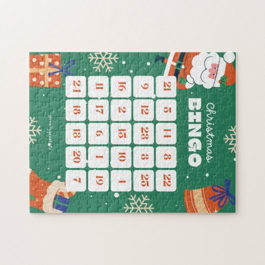 Groen Wit Kerstmis Bingo Jigsaw Puzzel (Horizontaal)
