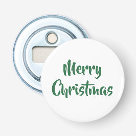 Groen & Wit Kerstmis Feestelijke Vakantie Vrolijk Button Flesopener