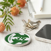 Groen Wit kinder Team Kleuren Custom Volleybal Sleutelhanger (Zijkant)