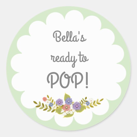 Groen Wit Klaar aan de Sticker van het Baby shower (Voorkant)