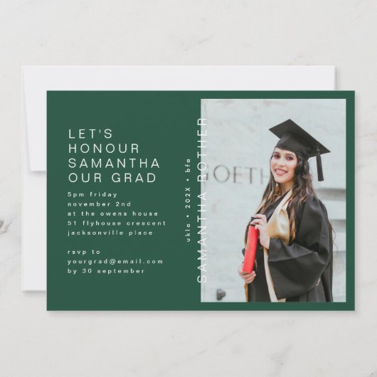 GROEN WIT KLEURBLOKKEN MULTI Photo AFSTUDEERDER Aankondiging (Achterkant)